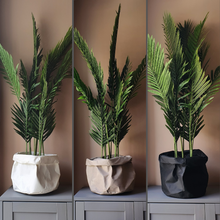 Load image into Gallery viewer, BRAEMAR extra large kraft paper washable recyclable eco friendly reusable indoor plant pot cover bag storage basket small medium large 30cm 12in 12 inch Scandi Nordic style neutral customisable versatile contemporary light pale dove grey warm beige light snow white carbon black dark monochrome planter patterned simple stylish cheap value Edinburgh Scotland UK