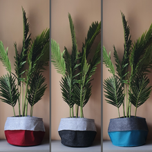 Load image into Gallery viewer, CLOVA extra large polyester felt eco friendly reusable indoor plant pot cover bag storage basket small medium large 25cm 30cm 10in 12in 10 12 inch Scandi Nordic style neutral customisable versatile contemporary light pale dove grey dark grey anthracite graphite black light red Christmas teal turquoise blue green aqua dark monochrome planter patterned simple stylish cheap value Edinburgh Scotland UK