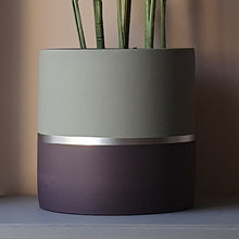 Load image into Gallery viewer, Extra large concrete indoor plant pot planter grey plum purple silver painted 25cm 10 inch 10in Scandi Nordic